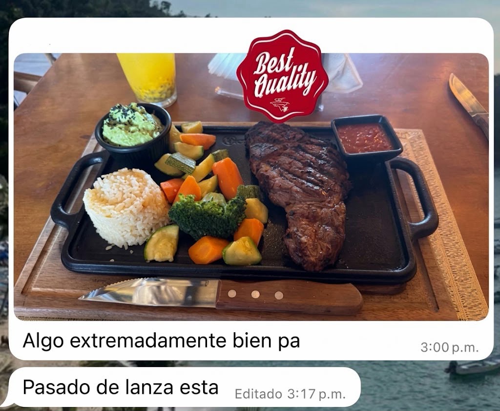 Captura de WhatsApp: un cliente comparte su plato con el corte ya preparado