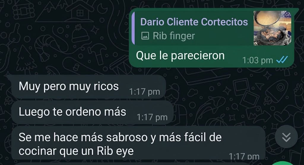Captura de WhatsApp: un cliente opina sobre los Rib Fingers